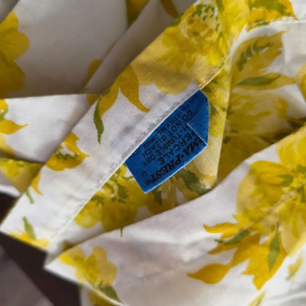 Perma- Prest Percale Vintage Yellow Floral Twin Sheet Sear, Roebuck And Co